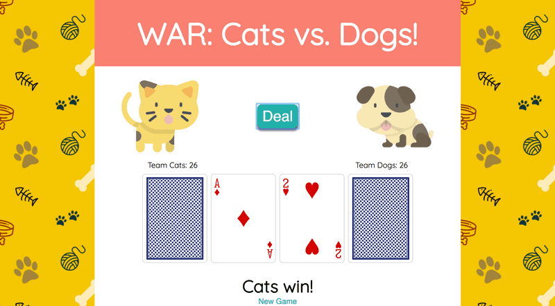 War Card Game: Cats vs. Dogs